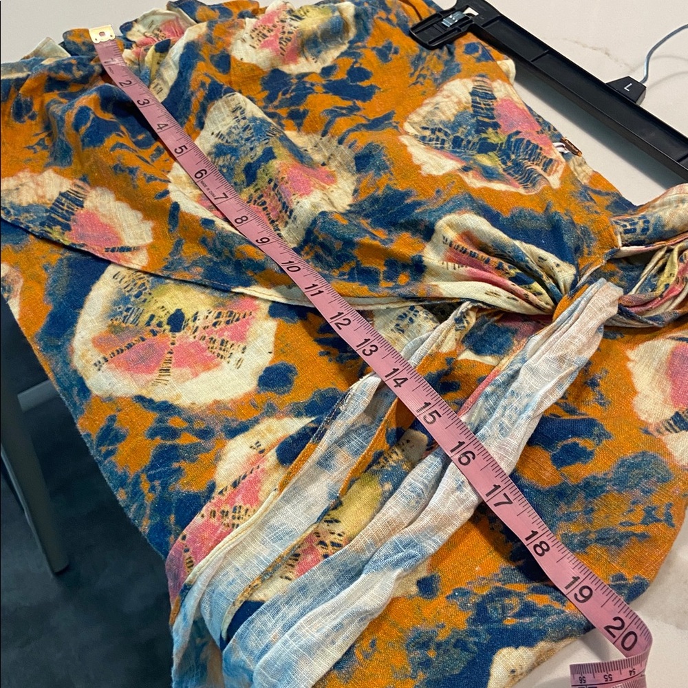 Free People Orange Tie-Waist Floral Wrap Mini Skirt - Picture 8 of 9